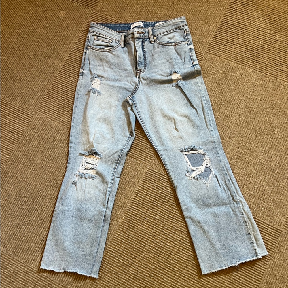 Sofia Vergara Distressed Mayra Cropped Flare Jeans
